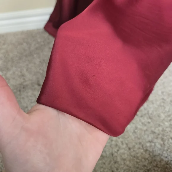 B. Darlin Women's Red Satin Sequin Halter Top Side Slit Maxi Dress Gown Sz 3/4 - Picture 16 of 16